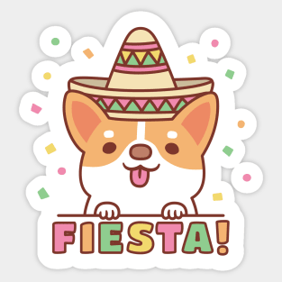 Cute Corgi Puppy Enjoying A Fiesta Sticker